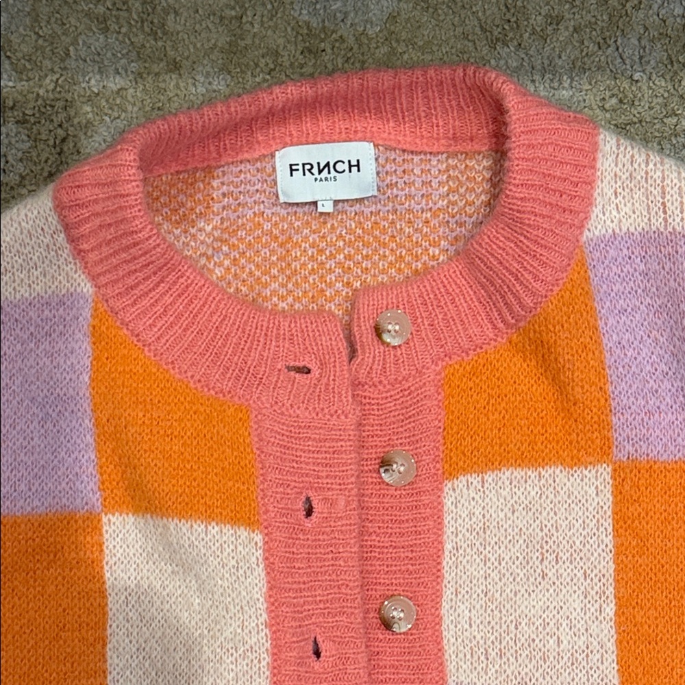 Frnch Paris Women's Colorblock Cardigan - Pink, Orange, Cream